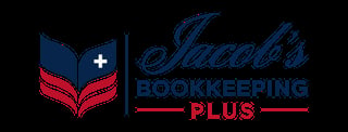 Jacobs Bookkeeping Plus logo with blue book icon and red plus symbol